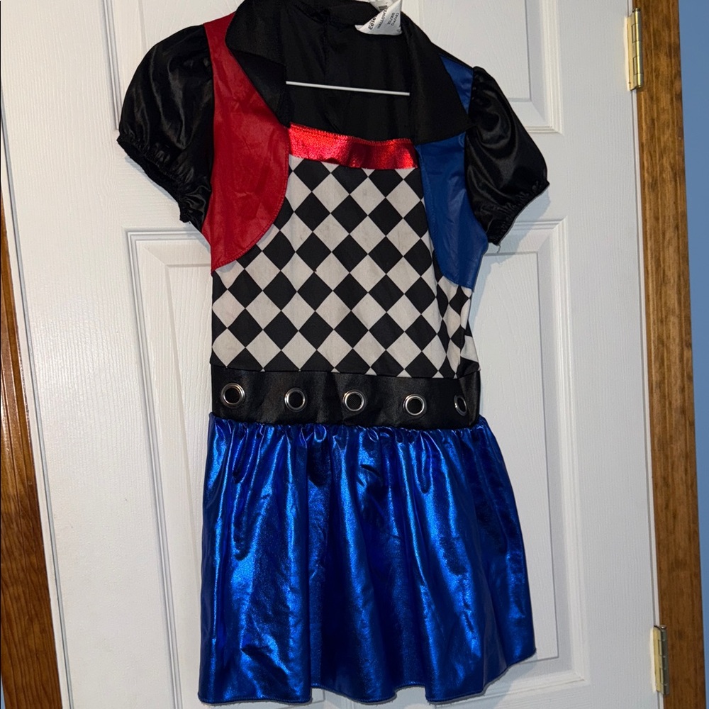 Harlequin Jester Kids Costume - Red, Blue, Black